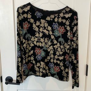 G‎ Wheels Black Flowery Blouse